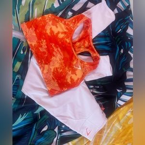 Gymshark orange & white workout set